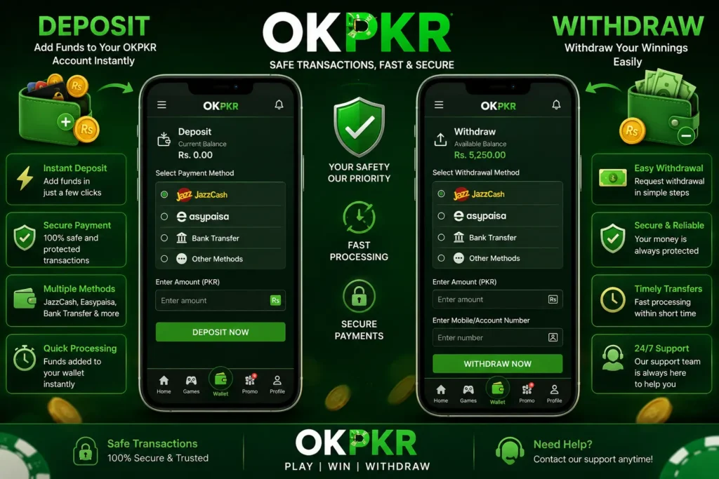 OKPKR deposits and withdrawals